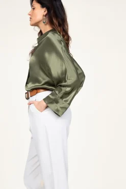 Fashion Greek Archaic Kori Satin Blouse Maia | Green... | | Little Soho