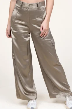 Online Mes Demoiselles Satin Cargo Trousers Silma | Green... | | Little Soho