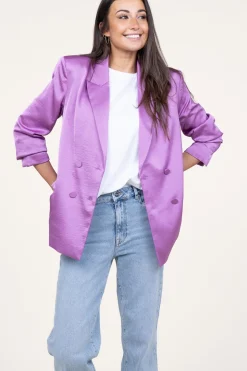 Outlet Dante 6 Satin Double-Breasted Blazer Sevigny | Purple... | | Little Soho