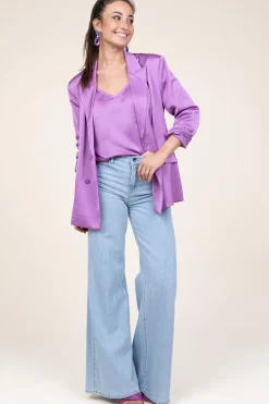 Outlet Dante 6 Satin Double-Breasted Blazer Sevigny | Purple... | | Little Soho