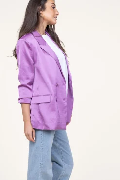 Outlet Dante 6 Satin Double-Breasted Blazer Sevigny | Purple... | | Little Soho