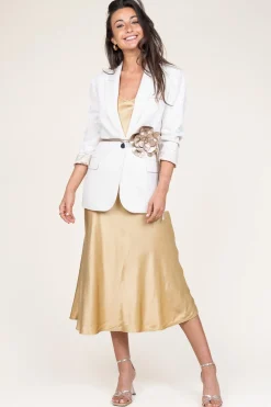 Discount Greek Archaic Kori Satin Dress Zena | Gold... | | Little Soho