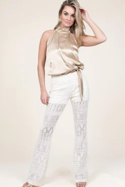 Best 45374 Satin Halter Top London | Beige... | March23 | Little Soho