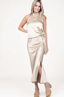 Online 45374 Satin Skirt Barcelona | Beige... | March23 | Little Soho