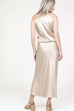 Online 45374 Satin Skirt Barcelona | Beige... | March23 | Little Soho