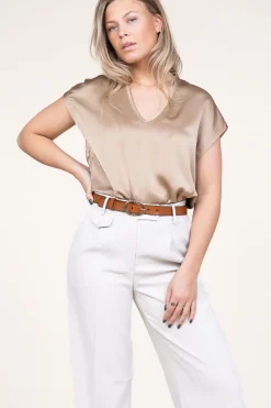 Flash Sale Dante 6 Satin Stretch Top Luiza | Beige... | | Little Soho