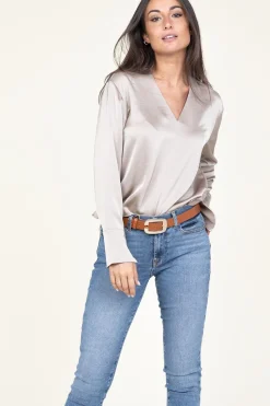 Outlet Dante 6 Satin Top Bodil | Taupe... | | Little Soho