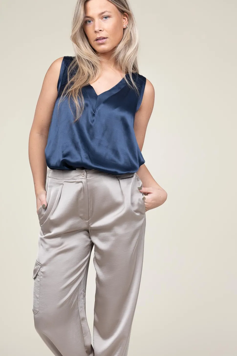 New Greek Archaic Kori Satin Top Monte Carlo | Blue... | | Little Soho