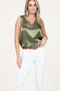 Outlet Greek Archaic Kori Satin Top Monte Carlo | Green... | | Little Soho