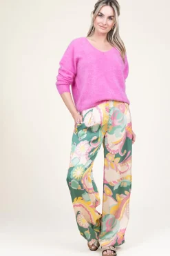 Shop Louizon Satin Viscose Pants With Print Sanpedro | Pink... | | Little Soho