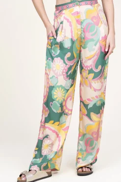 Shop Louizon Satin Viscose Pants With Print Sanpedro | Pink... | | Little Soho