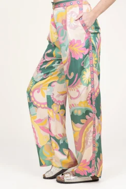Shop Louizon Satin Viscose Pants With Print Sanpedro | Pink... | | Little Soho