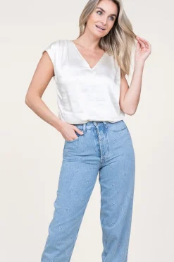 Cheap Aaiko Satin V-Neck Top Oriana | White... | | Little Soho