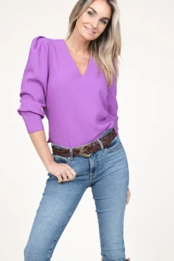 Best Sale Dante 6 Seersucker Top With Puff Sleeves Zarga | Purple... | | Little Soho