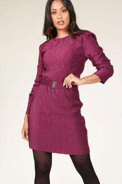 Hot Dante 6 Shiny Jacquard Dress Arone | Bordeaux... | | Little Soho