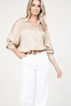 New Kocca Shiny Viscose Blouse Geo | Beige... | | Little Soho