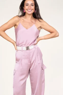 Best Sale ba&sh Silk Top With Lace Clarisse | Pink... | | Little Soho