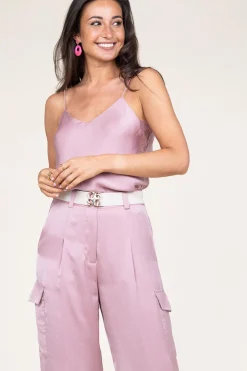 Best Sale ba&sh Silk Top With Lace Clarisse | Pink... | | Little Soho