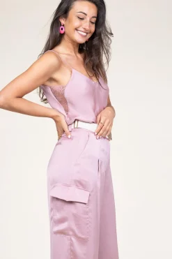 Best Sale ba&sh Silk Top With Lace Clarisse | Pink... | | Little Soho