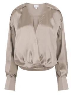 New Dante 6 Silk Wrap Top Lisboa | Taupe... | | Little Soho
