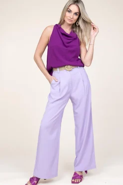 Shop Suncoo Slim Fit Pleated Trousers Julio | Purple... | | Little Soho