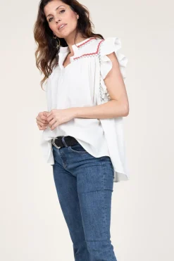 Fashion Devotion Soft Cotton Top With Embroidery Amarilis | Natural... | | Little Soho
