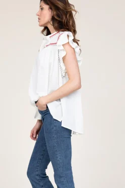 Fashion Devotion Soft Cotton Top With Embroidery Amarilis | Natural... | | Little Soho