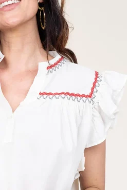 Fashion Devotion Soft Cotton Top With Embroidery Amarilis | Natural... | | Little Soho