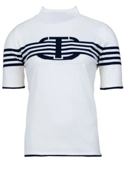 Hot Twinset Soft Viscose Top With Logo Sienna | Blue... | | Little Soho