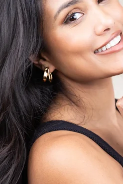 Sale Bandhu Stainless Steel Gold Plated Earrings Dent | Gold... | | Little Soho