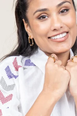 Store Bandhu Stainless Steel Gold Plated Earrings Linked | Gold... | | Little Soho