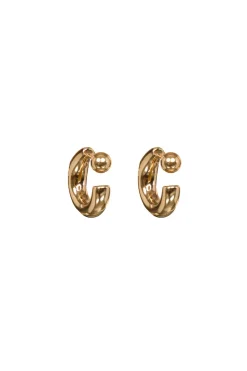 Discount Bandhu Stainless Steel Gold Plated Earrings Hoop Dot | Gold... | | Little Soho