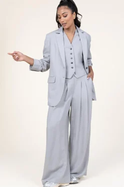 Best Sale Herskind Straight Blazer In Linen Blend Mercy | Grey... | | Little Soho