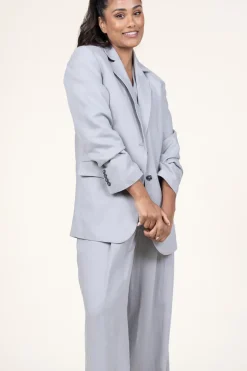 Best Sale Herskind Straight Blazer In Linen Blend Mercy | Grey... | | Little Soho