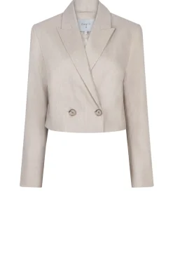 Clearance Dante 6 Stretch Cropped Linen Mix Blazer Acedia | Beige... | | Little Soho