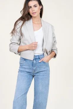 Clearance Dante 6 Stretch Cropped Linen Mix Blazer Acedia | Beige... | | Little Soho