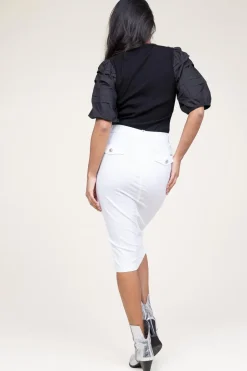 Fashion Liu Jo Stretch Denim Skirt With Gold Colored Details Sperone | White... | | Little Soho