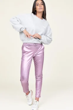 Shop Ibana Stretch Leather Metallic Legging Poggy | Purple... | | Little Soho