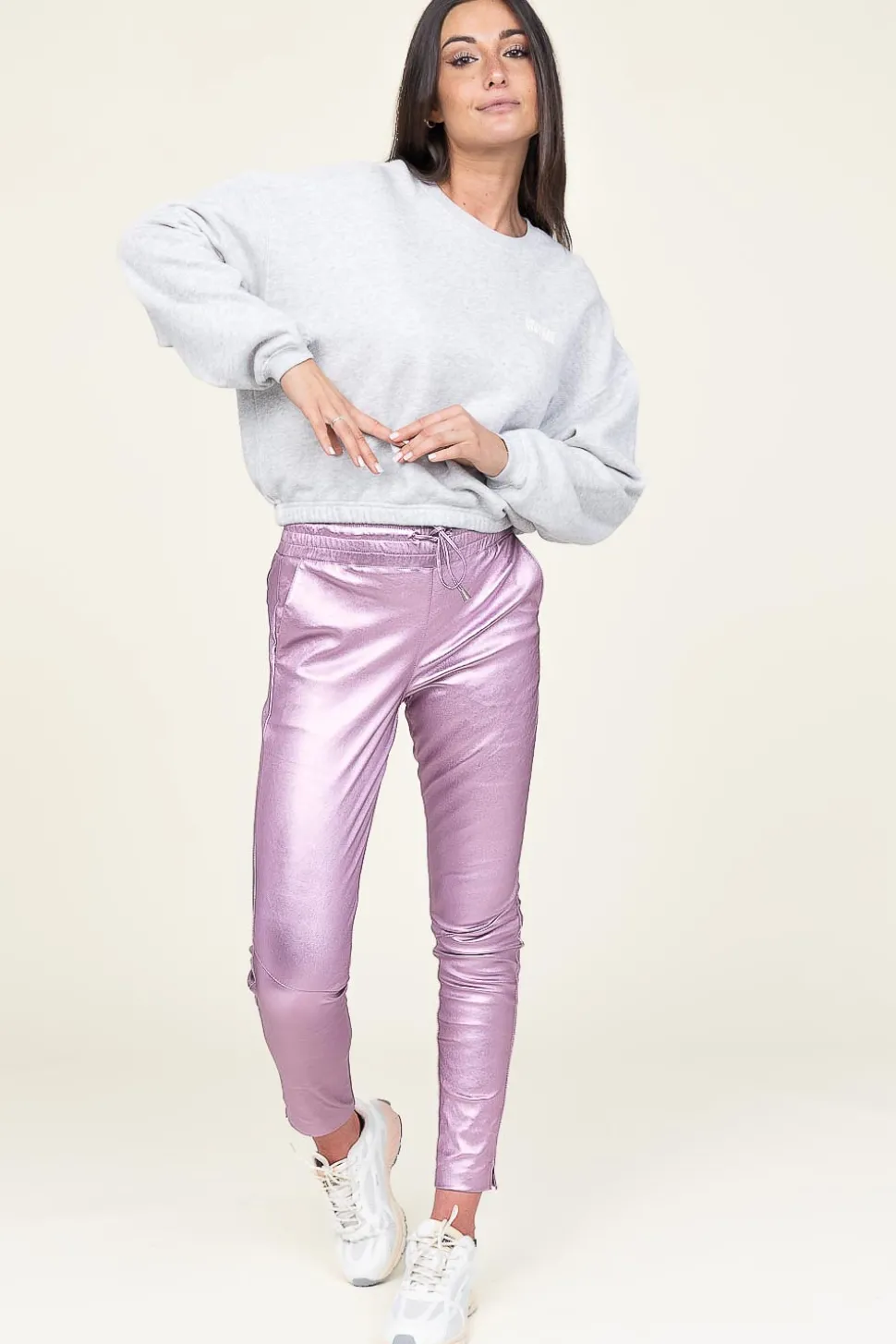 Shop Ibana Stretch Leather Metallic Legging Poggy | Purple... | | Little Soho