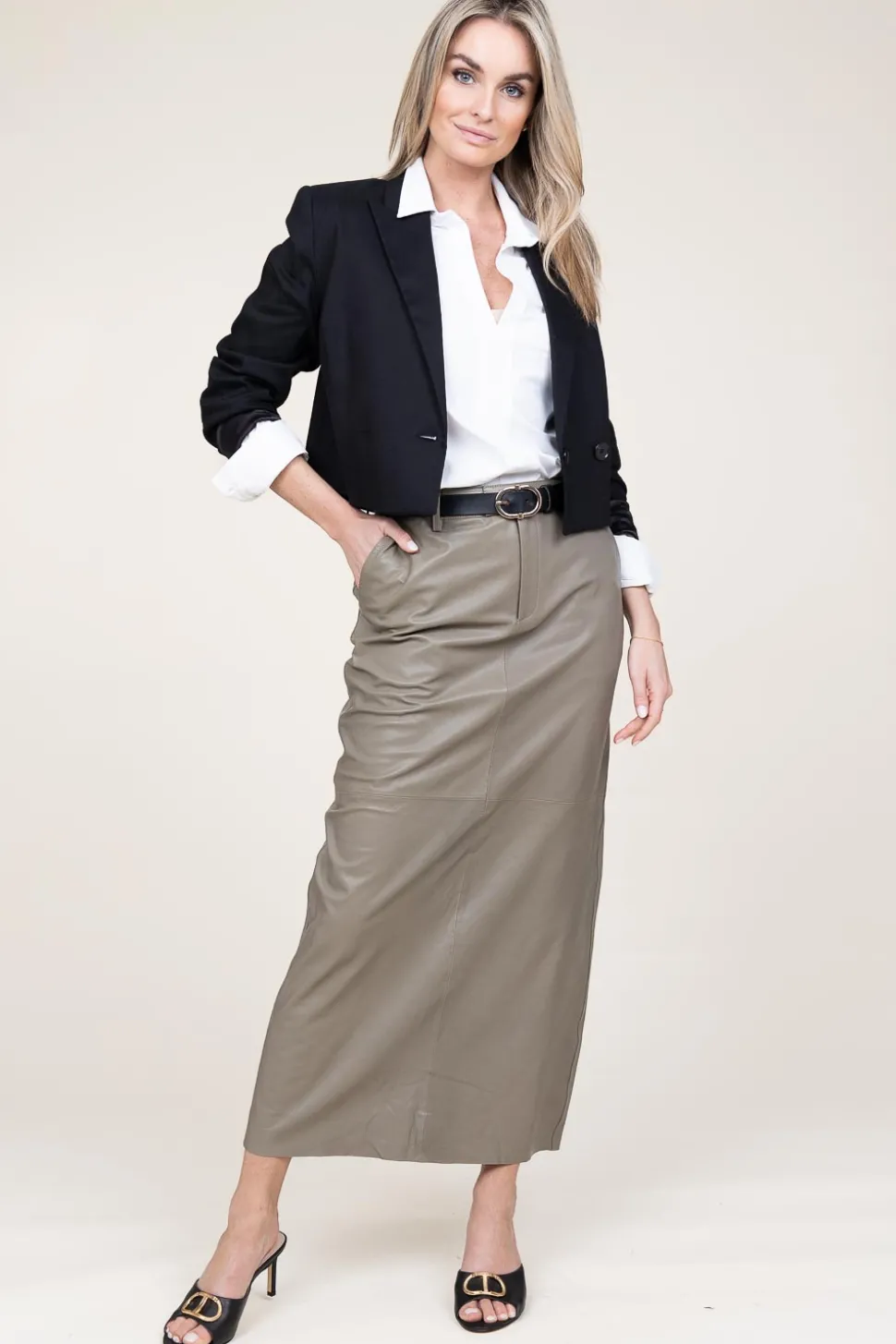 Fashion Alter Ego Stretch Leather Pencil Skirt Lori | Green... | | Little Soho