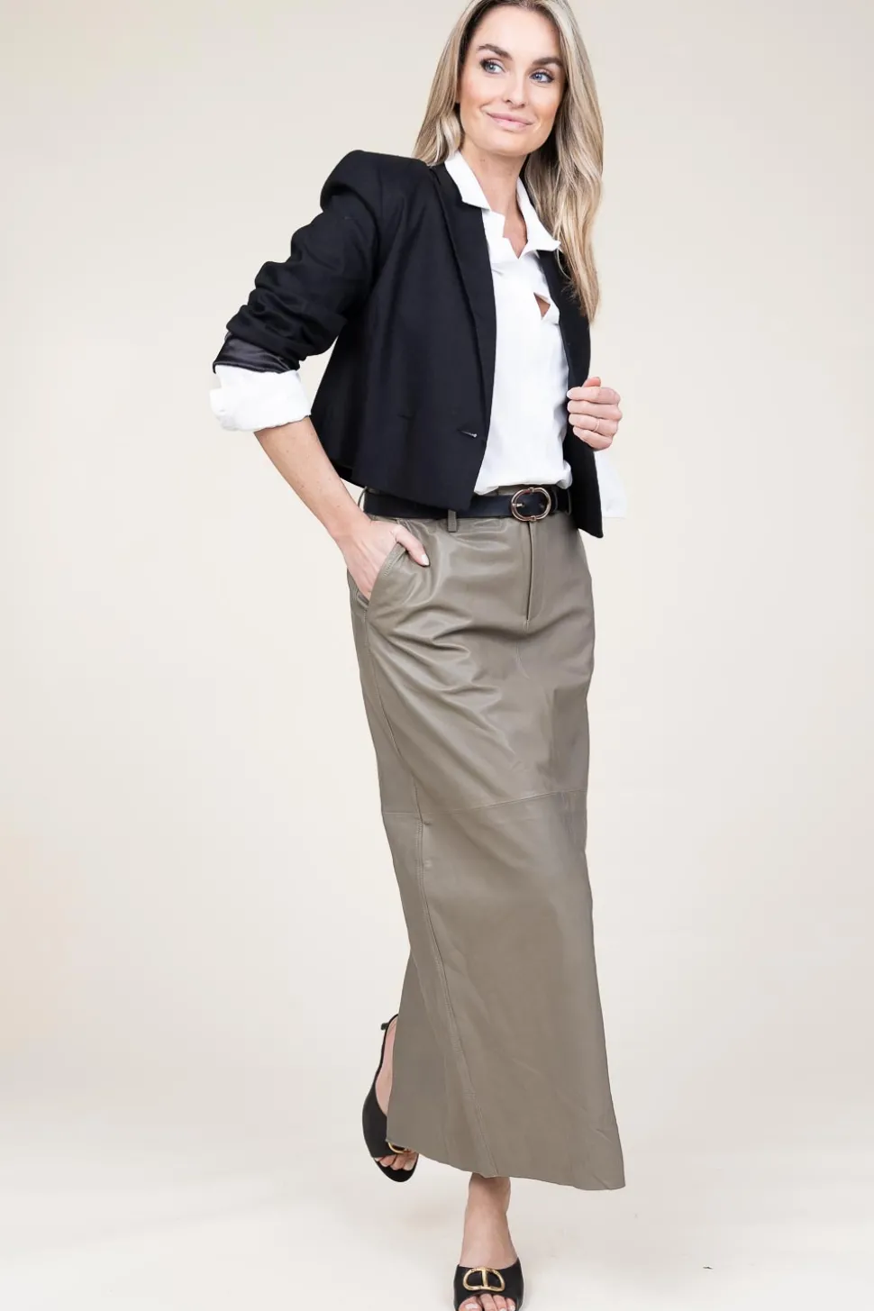 Fashion Alter Ego Stretch Leather Pencil Skirt Lori | Green... | | Little Soho