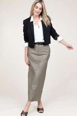 Fashion Alter Ego Stretch Leather Pencil Skirt Lori | Green... | | Little Soho