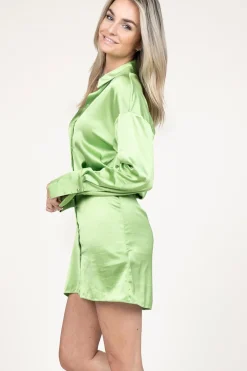 Shop Patrizia Pepe Stretch Satin Dress Josy | Green... | | Little Soho