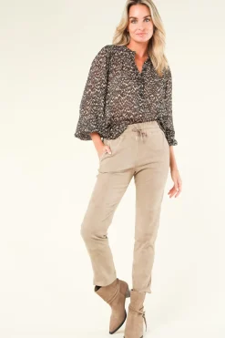 Fashion STUDIO AR Stretch Suede Jogger Noami | Taupe... | | Little Soho