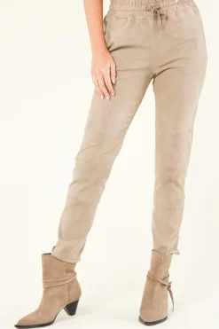 Fashion STUDIO AR Stretch Suede Jogger Noami | Taupe... | | Little Soho