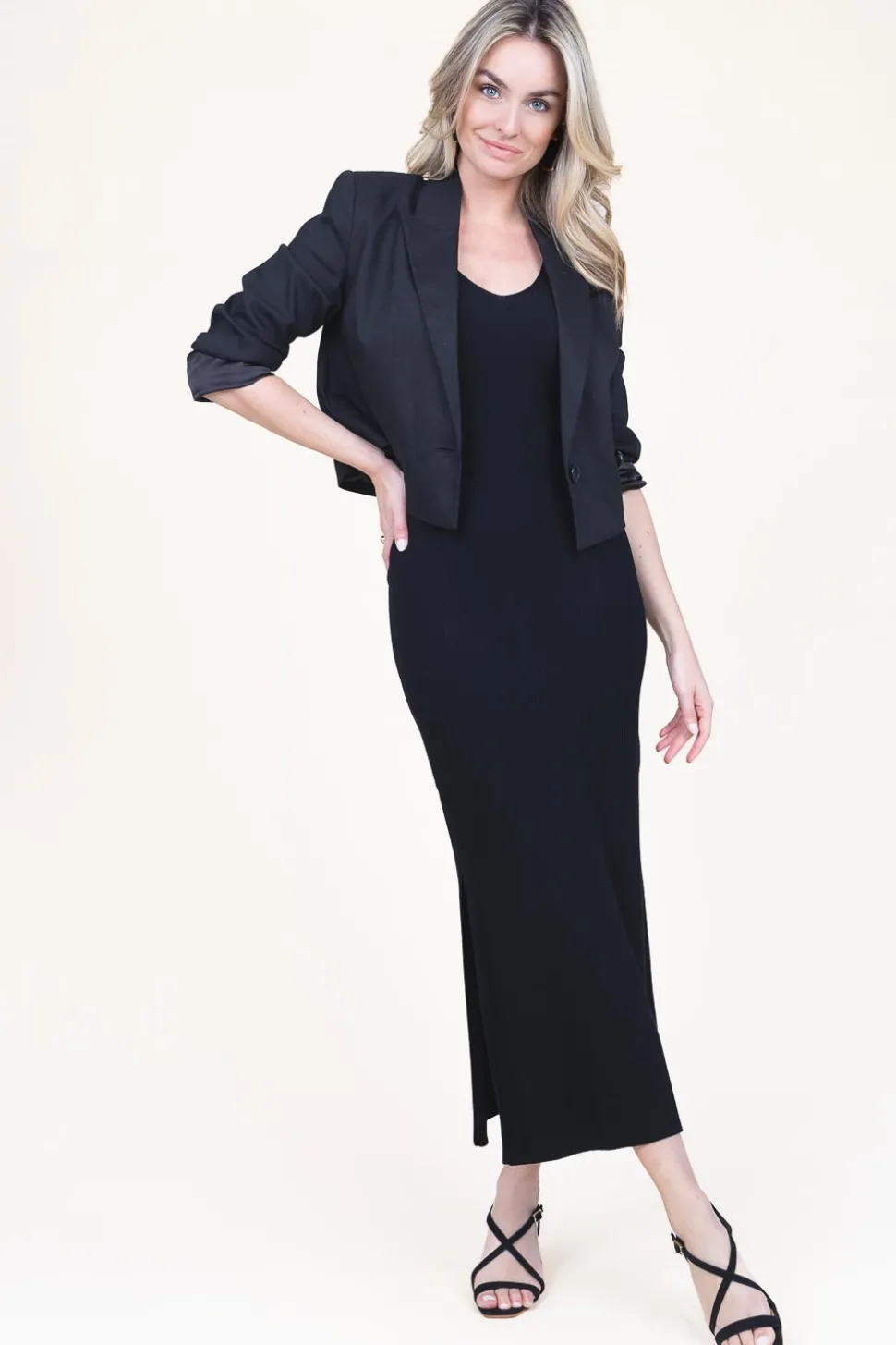 Online Second Female Stretch Tricot Maxi Dress Como | Black... | | Little Soho