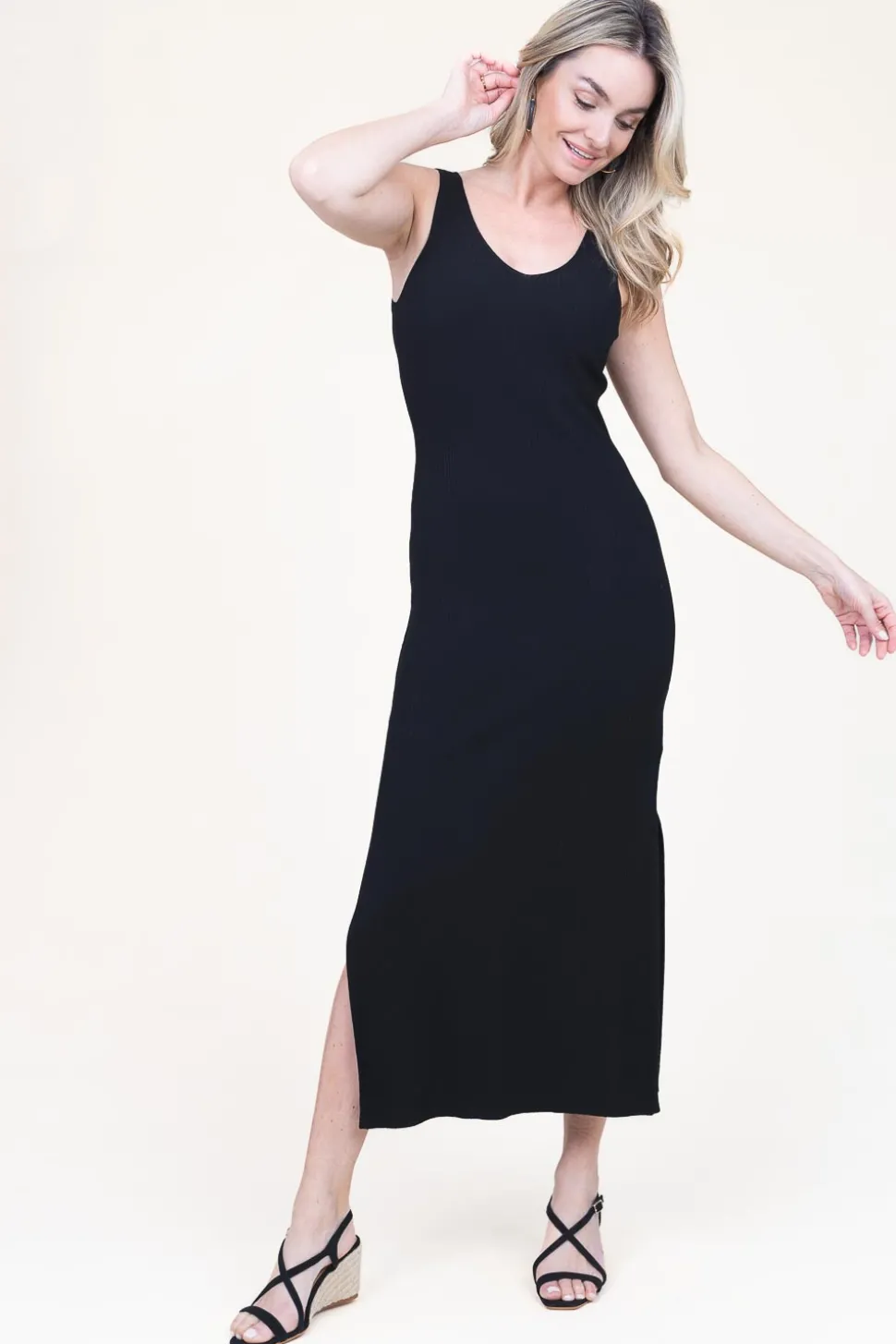 Online Second Female Stretch Tricot Maxi Dress Como | Black... | | Little Soho