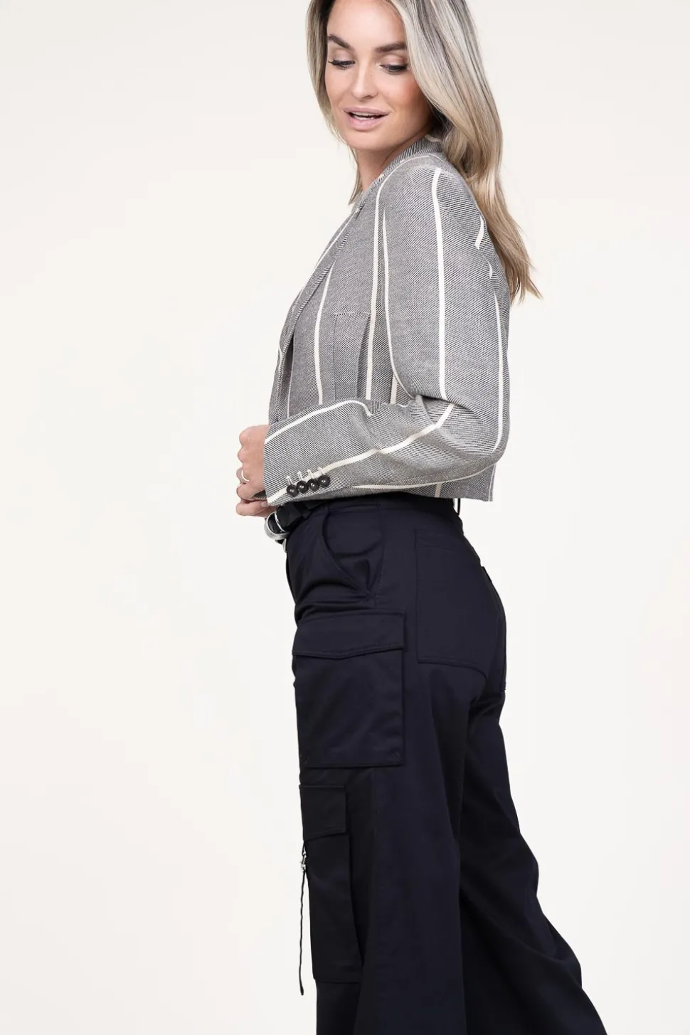 Cheap IRO Striped Cropped Blazer Dupa | Navy/Ecru... | | Little Soho