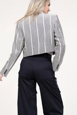 Cheap IRO Striped Cropped Blazer Dupa | Navy/Ecru... | | Little Soho