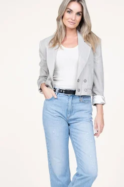 Best Sale Aaiko Striped Cropped Blazer Mille | Grey... | | Little Soho